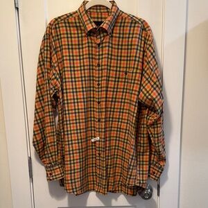 Scott Barber Men's Classic Orange Plaid Button-Down Shirt size L